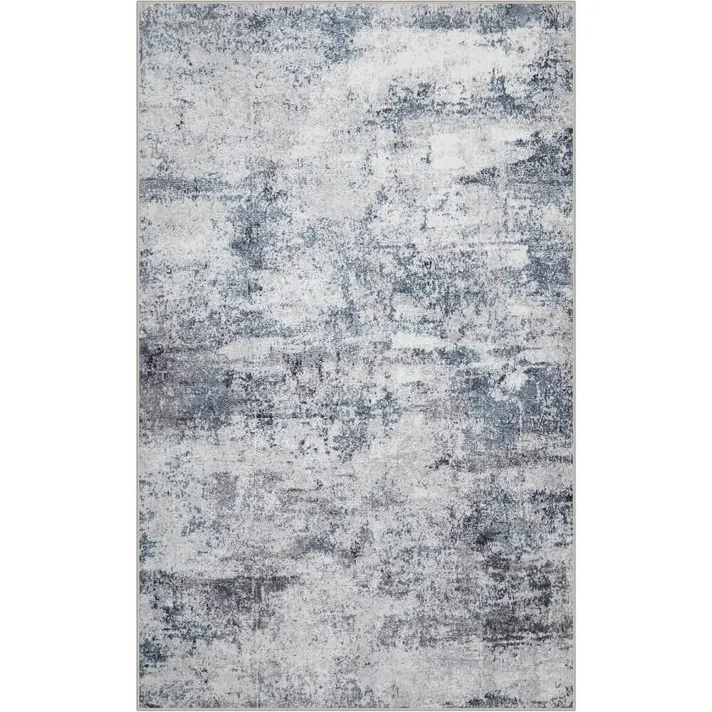Abstract Area Rug Gray Blue 36x60 Inches Soft Low Pile Washable Indoor Carpet